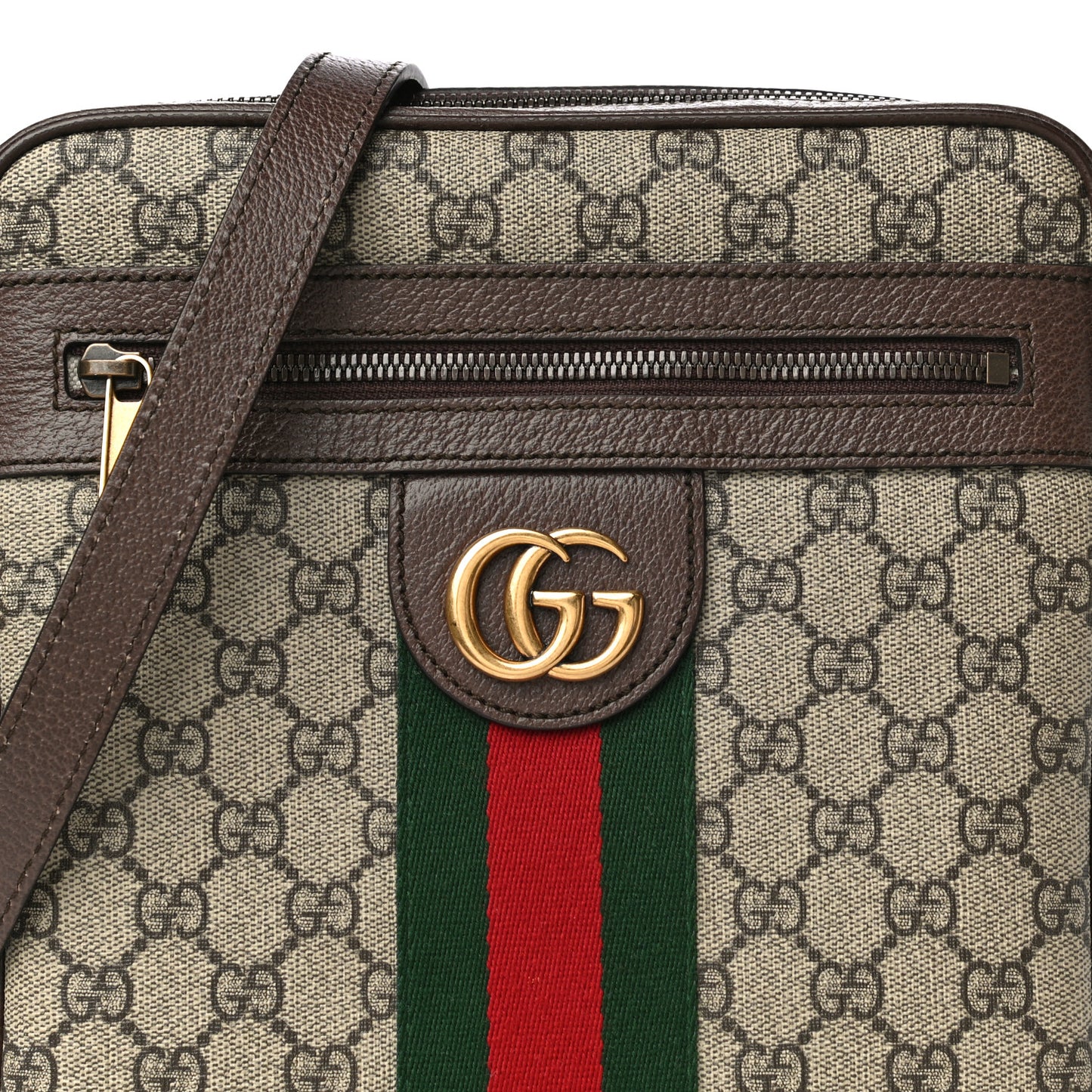 GG Supreme Monogram Web Small Ophidia Messenger Bag Brown