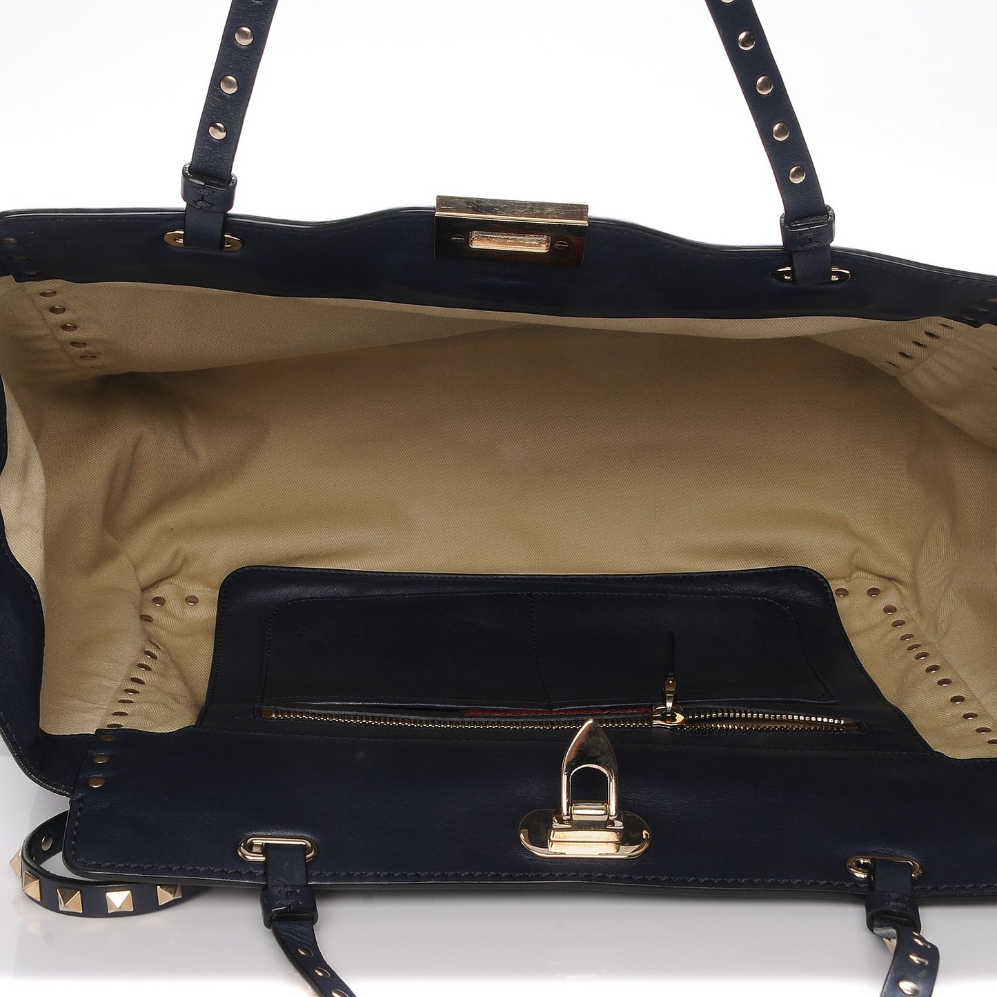 Vitello Medium Rockstud Tote Marine