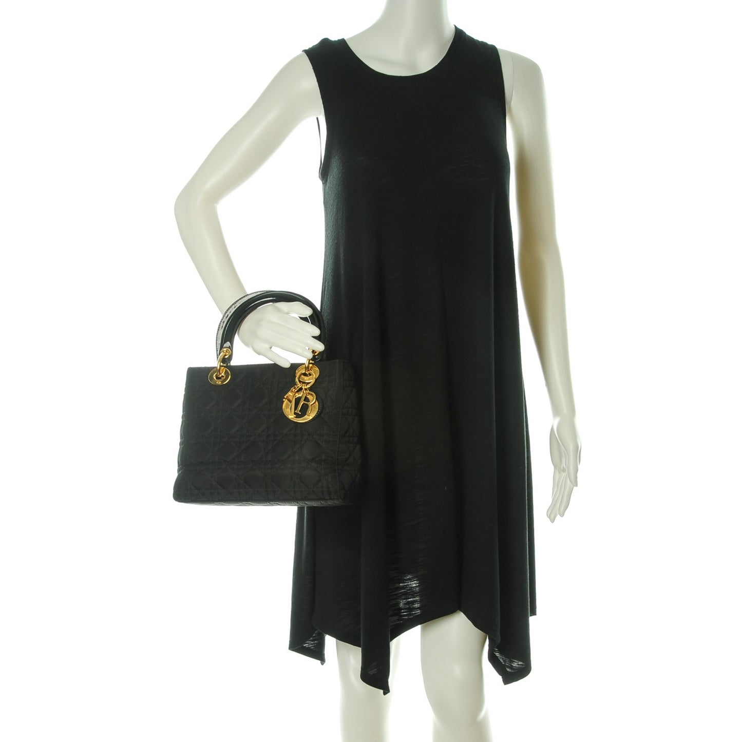 Nylon Cannage Medium Lady Dior Black