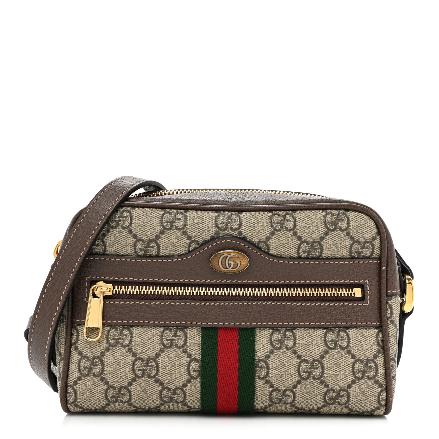 GG Supreme Monogram Web Mini Ophidia Shoulder Bag Brown
