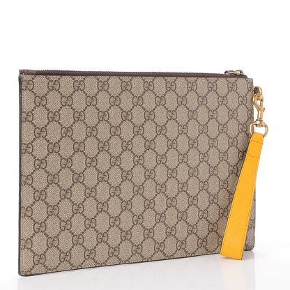 Gucci GG Supreme Monogram Neo Vintage Zip Wristlet Pouch Beige New Acero Crop 2 of 11