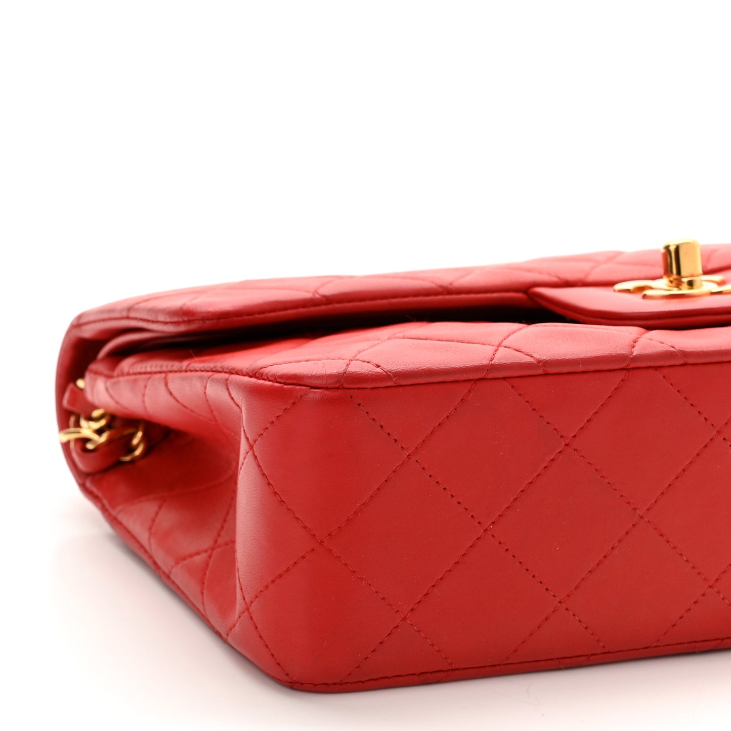 Lambskin Quilted Small Double Flap Red