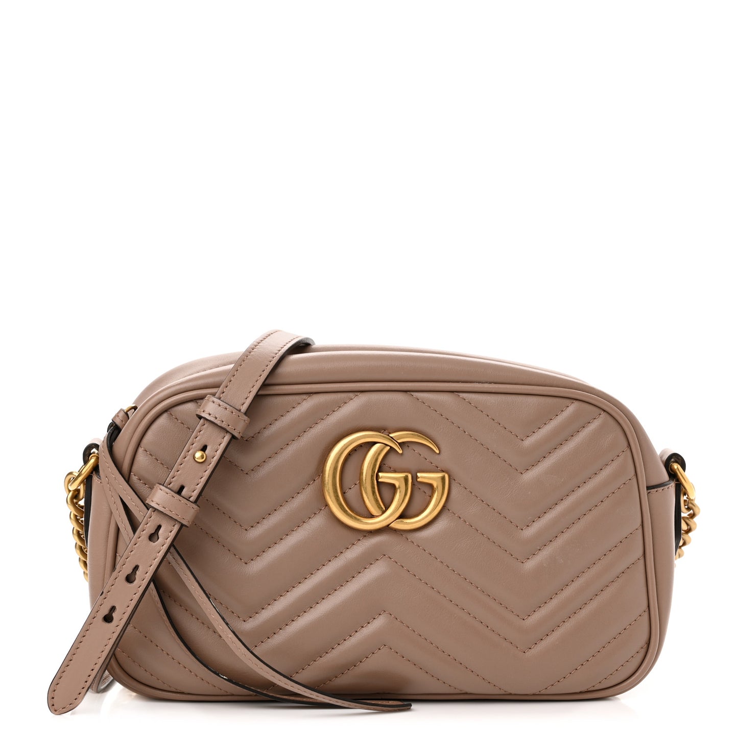 Calfskin Matelasse Small GG Marmont Chain Shoulder Bag Porcelain Rose