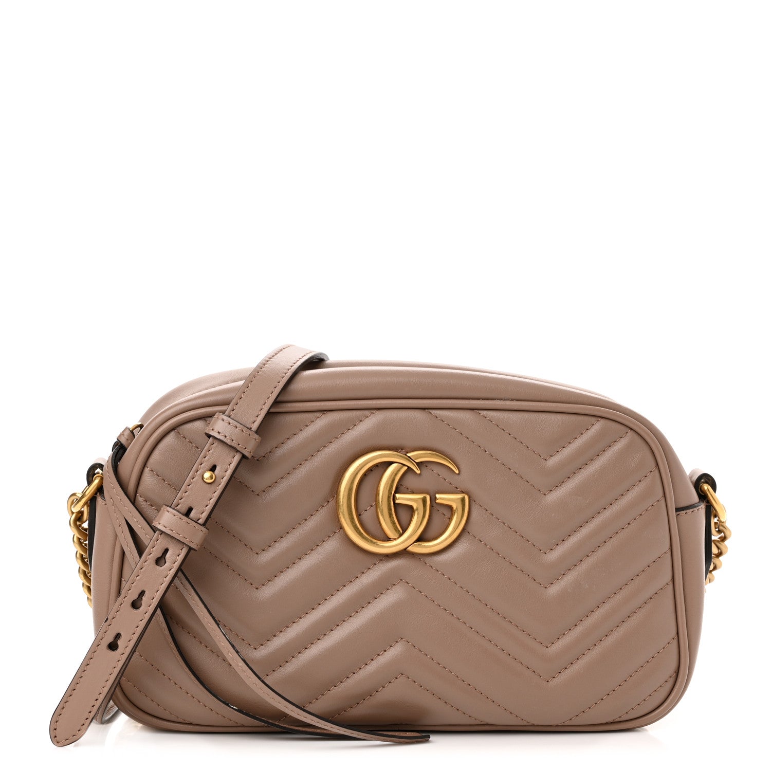 Gucci Calfskin Matelasse Small GG Marmont Chain Shoulder Bag Porcelain Rose 1 of 11