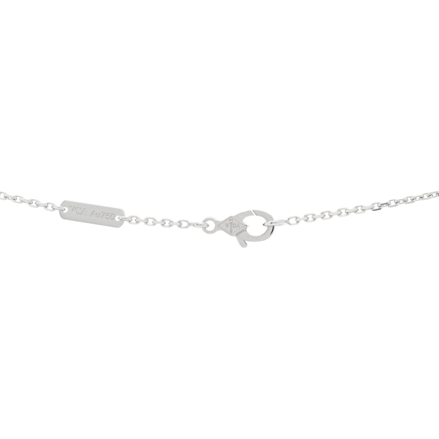 Van Cleef & Arpels 18K White Gold Diamond Celadon Green Sevres Porcelain Vintage Alhambra Pendant Necklace 3 of 3