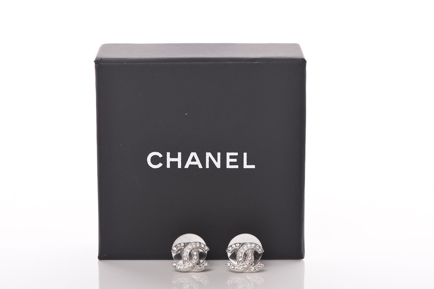 Chanel Crystal Mini Timeless CC Earrings Silver 5 of 5