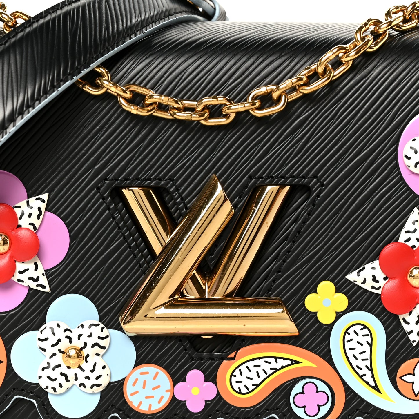 Epi Blooming Flowers Twist Shoulder Bag MM Black