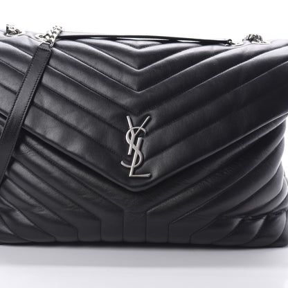 Saint Laurent Calfskin Y Quilted Monogram Large Loulou Chain Satchel Black 8 of 11