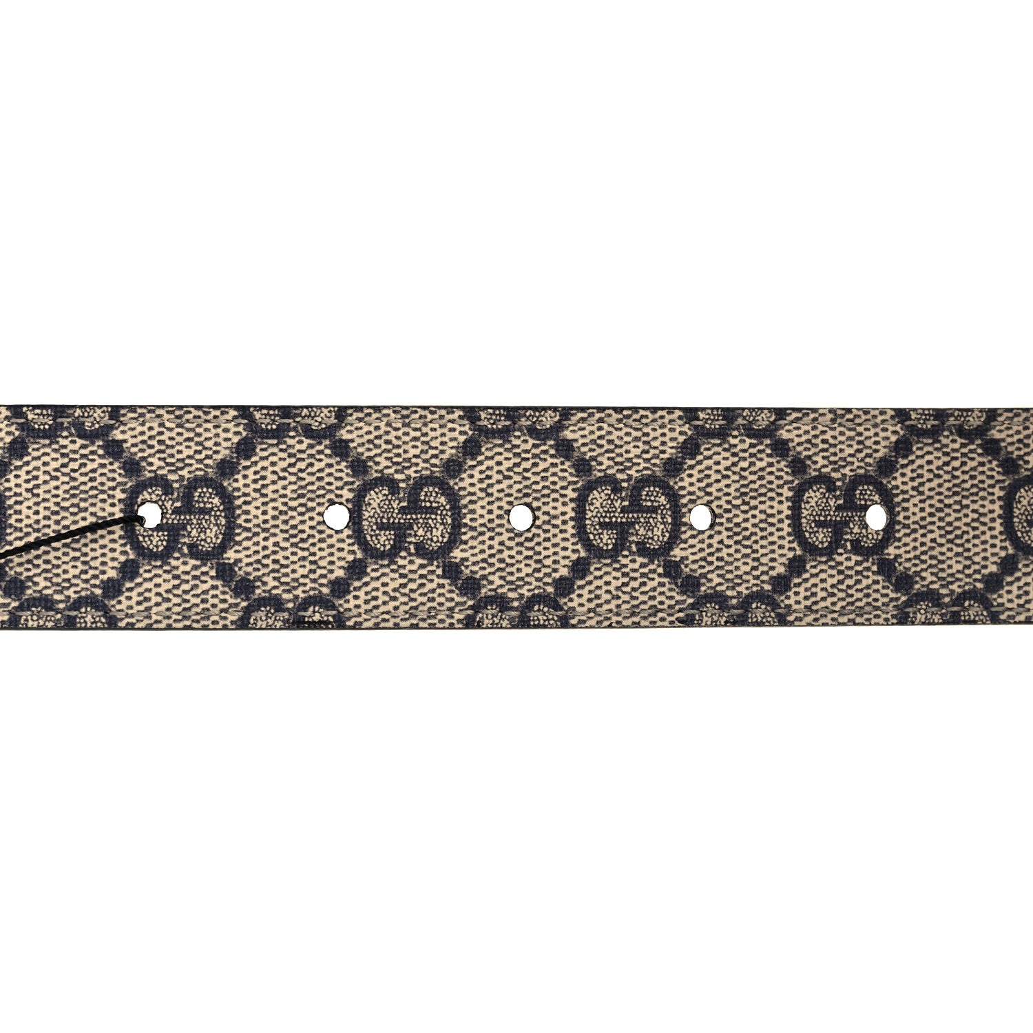 Gucci GG Supreme Monogram Plutone Calfskin Palladium Double G Reversible 30mm Belt 90 36 Beige Blue 5 of 7