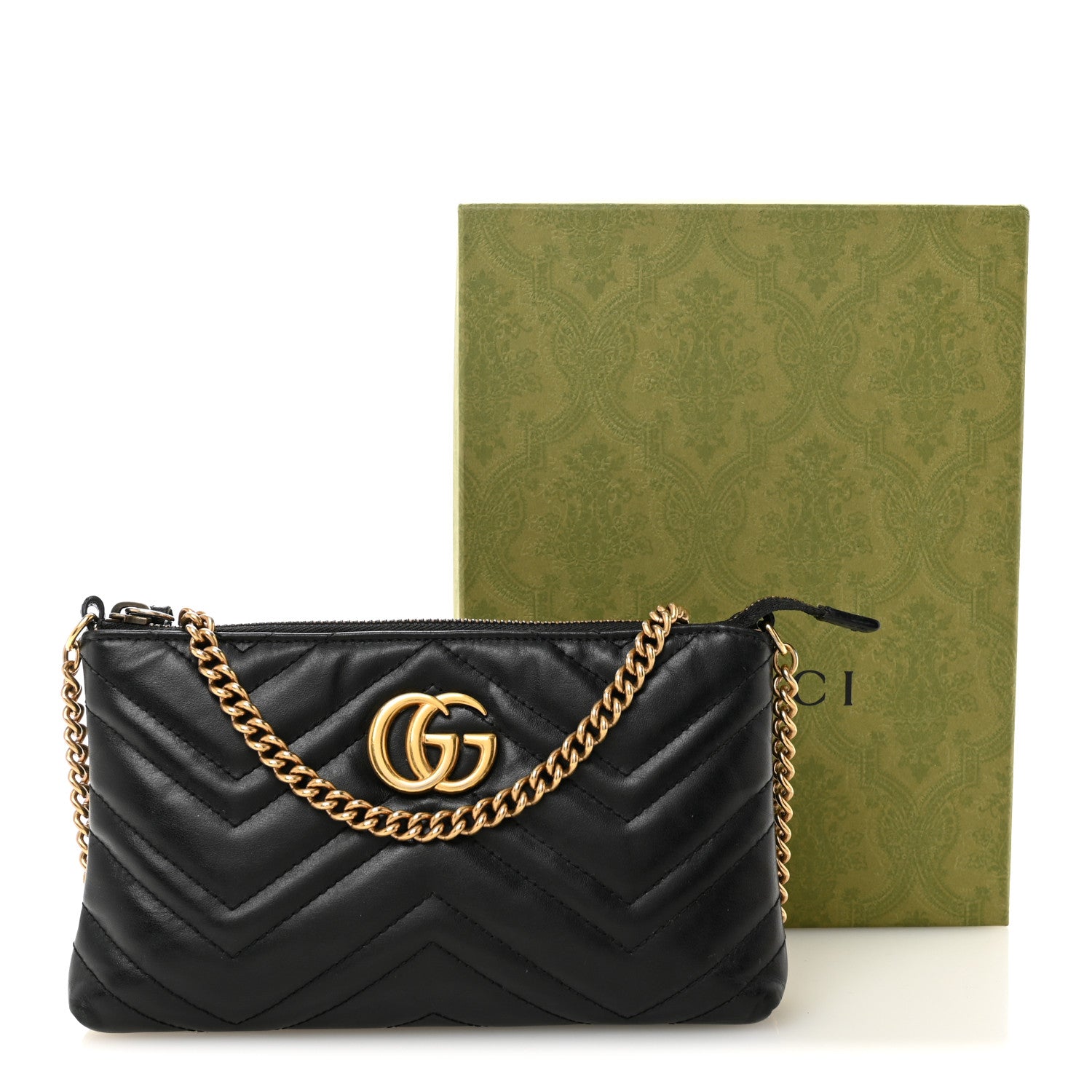 Gucci Calfskin Matelasse Mini GG Marmont Chain Bag Black 11 of 11