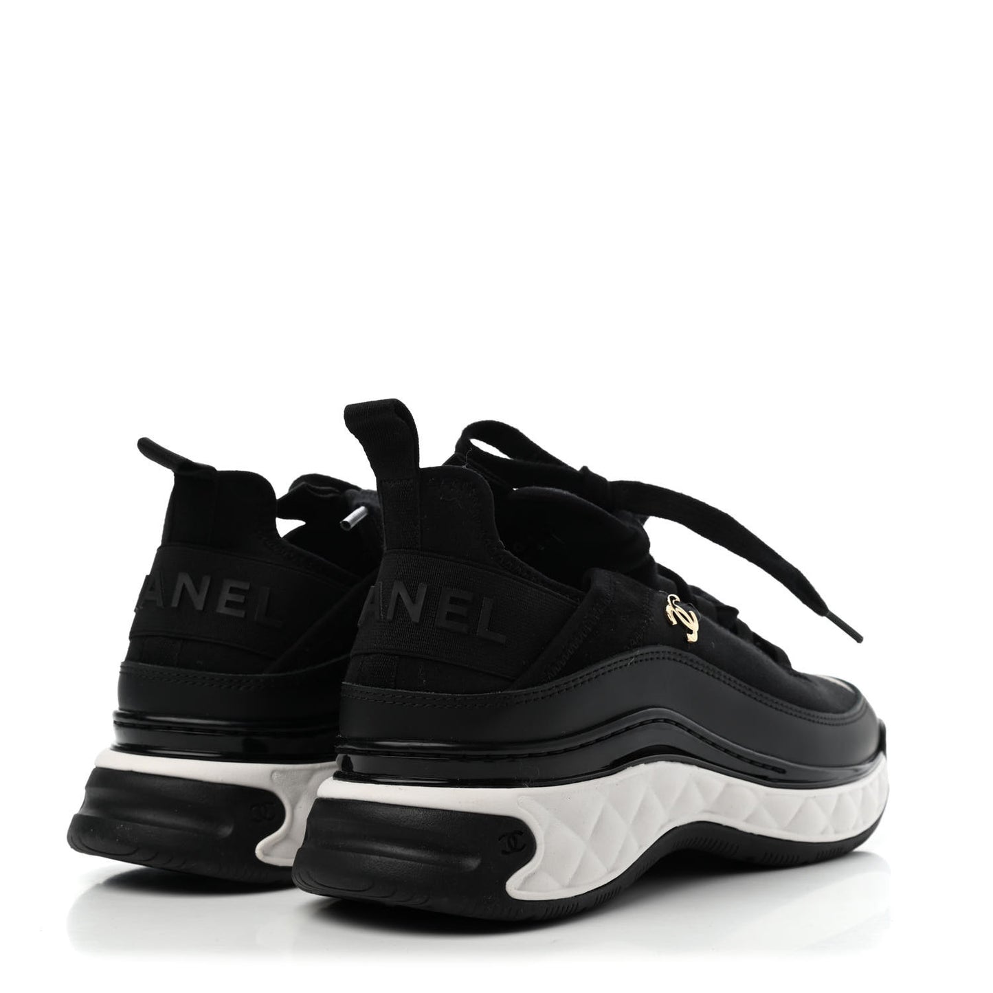 Velvet Calfskin Mixed Fibers CC Sneakers 37 Black