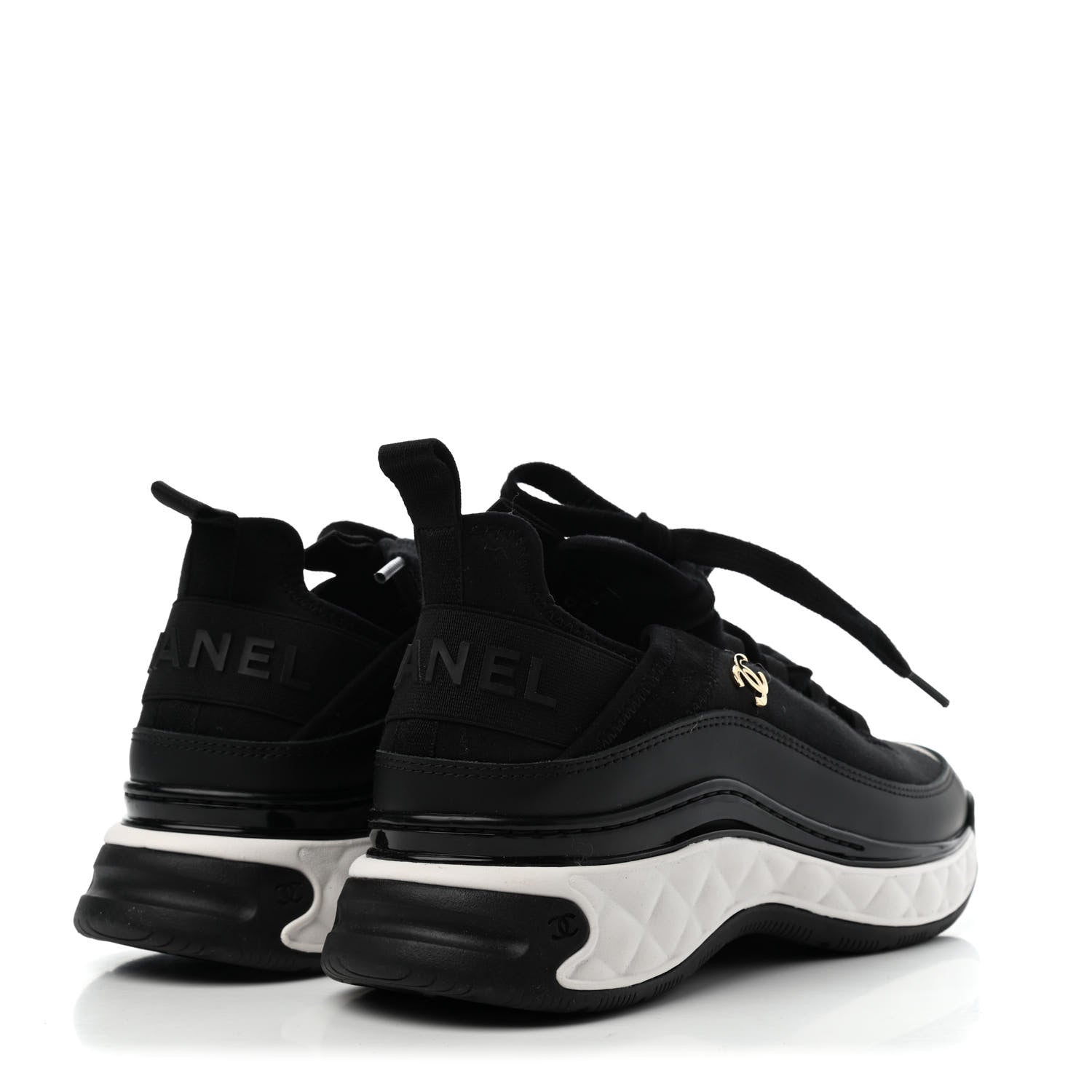 Chanel Velvet Calfskin Mixed Fibers CC Sneakers 37 Black 4 of 4