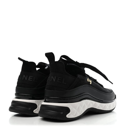 Chanel Velvet Calfskin Mixed Fibers CC Sneakers 37 Black 4 of 4