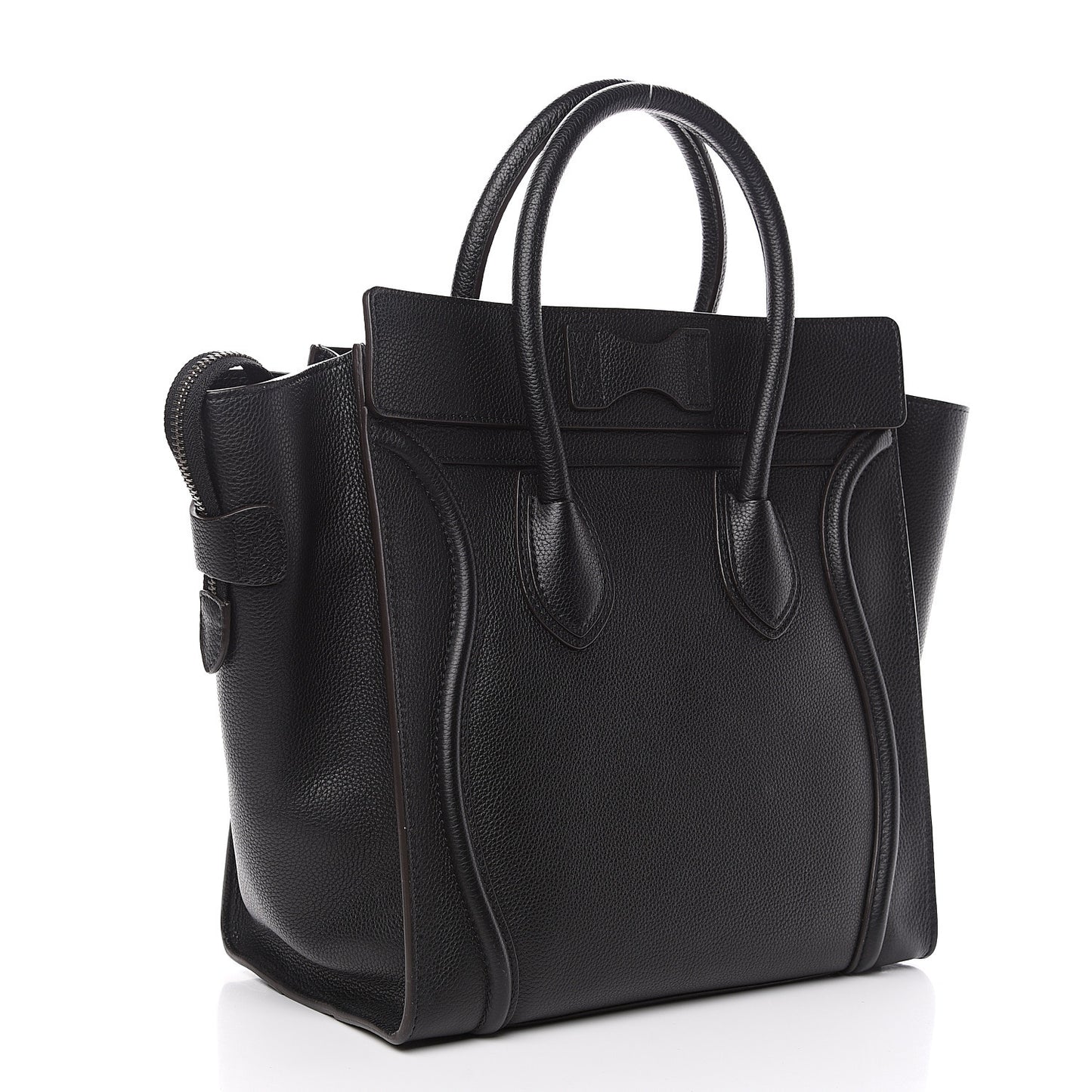 Drummed Calfskin Mini Luggage Black