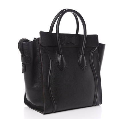 Celine Drummed Calfskin Mini Luggage Black 2 of 9