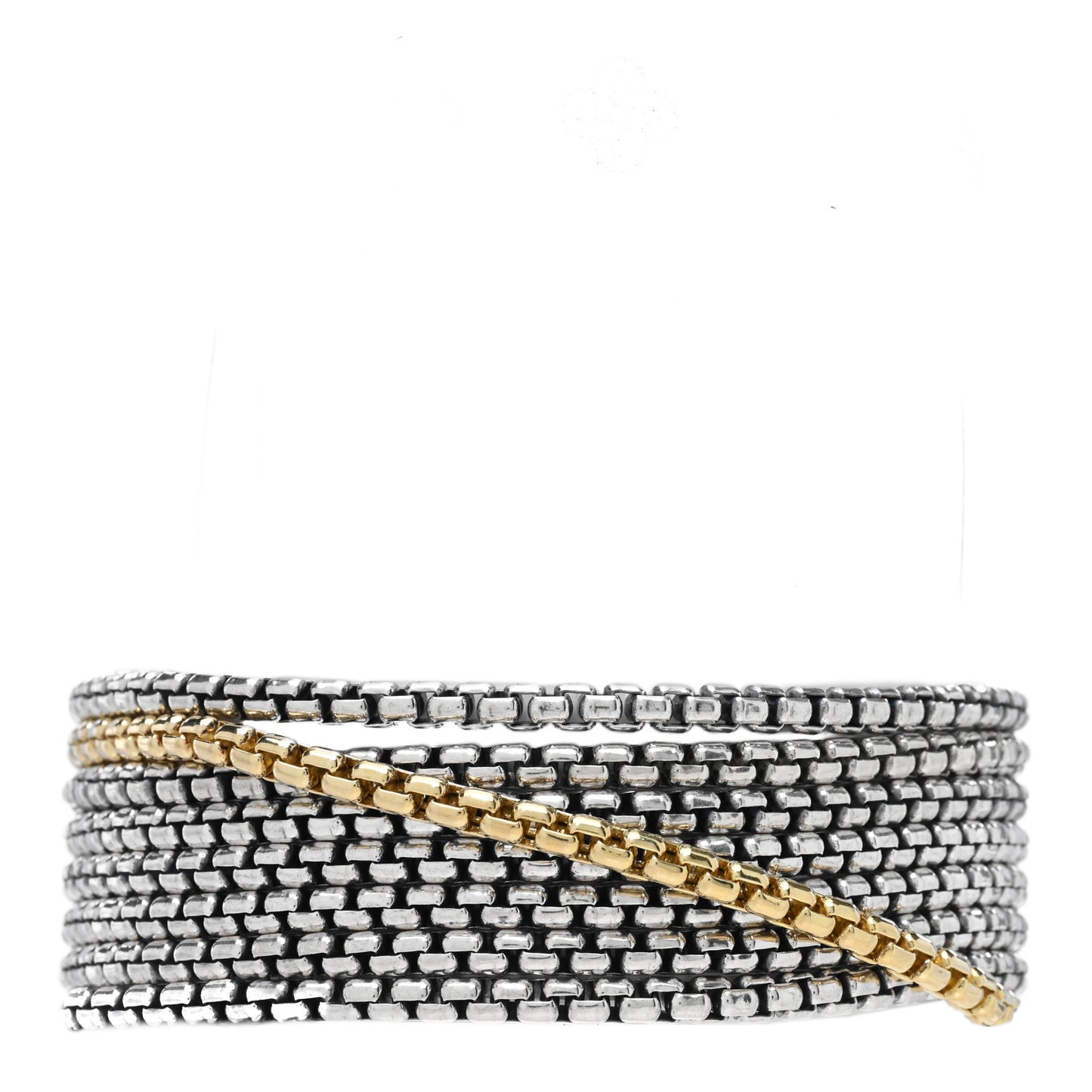 Sterling Silver 18K Yellow Gold Eight-Row Box Chain Bracelet