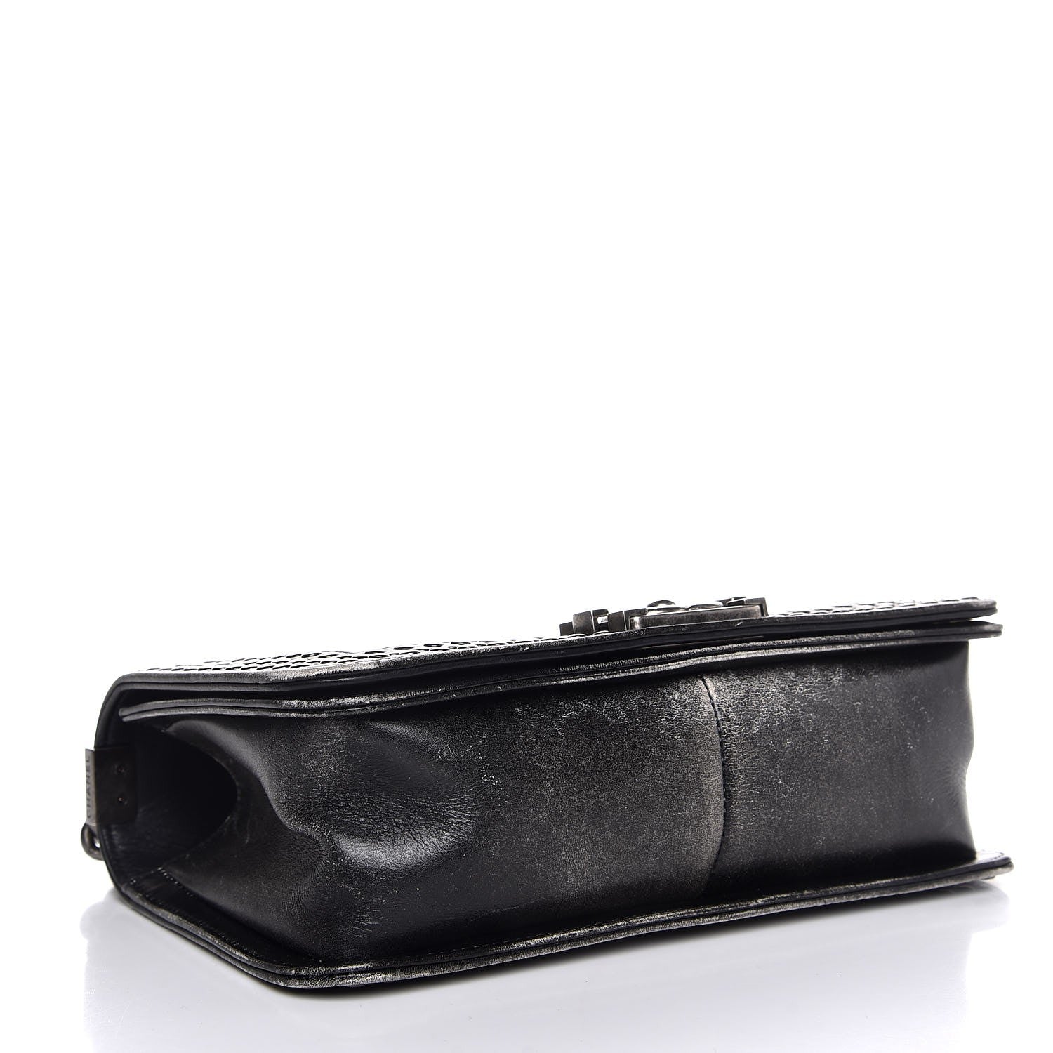 Chanel Faded Calfskin Quilted Medium Studded Boy Flap Black 4 of 7