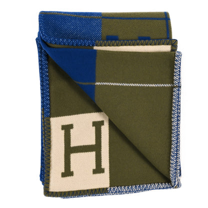 Hermes Wool Cashmere Avalon III Blanket Marine Kaki 2 of 3