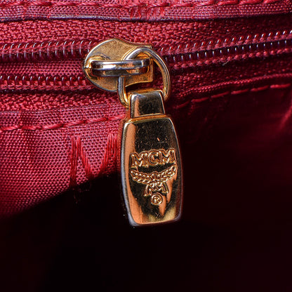 MCM Nylon Monogram Bucket Shoulder Bag Red 10 of 17