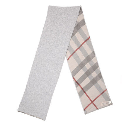 Burberry Cashmere Knitted Giant Check Scarf Pale Grey Melange 3 of 8