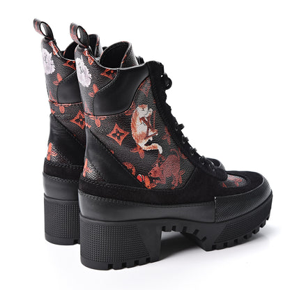 Louis Vuitton Suede Calfskin Catogram Laureate Platform Desert Boots 37 Black Marron 5 of 8