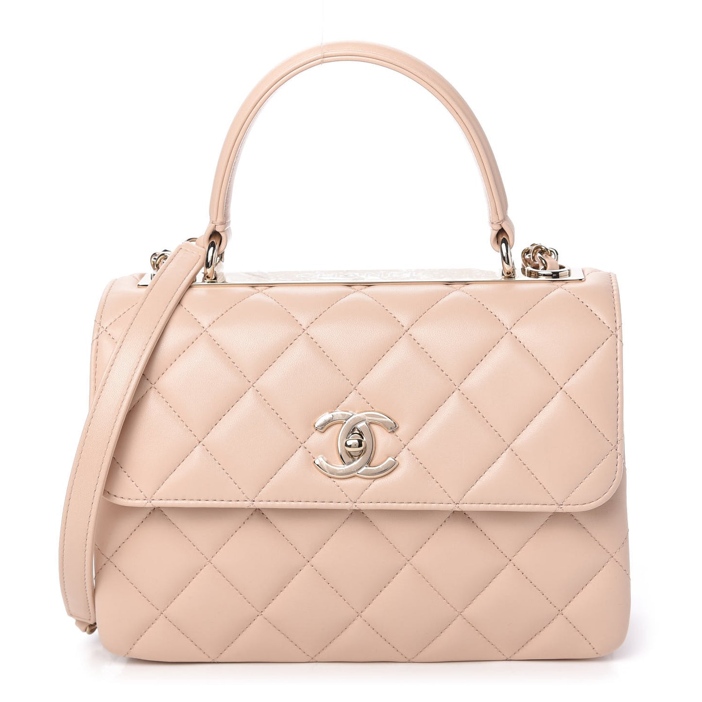 Lambskin Quilted Small Trendy CC Dual Handle Flap Bag Beige