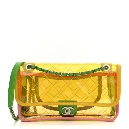 Chanel PVC Lambskin Stitched Medium Coco Splash Flap Yellow Green Pink 1 of 10