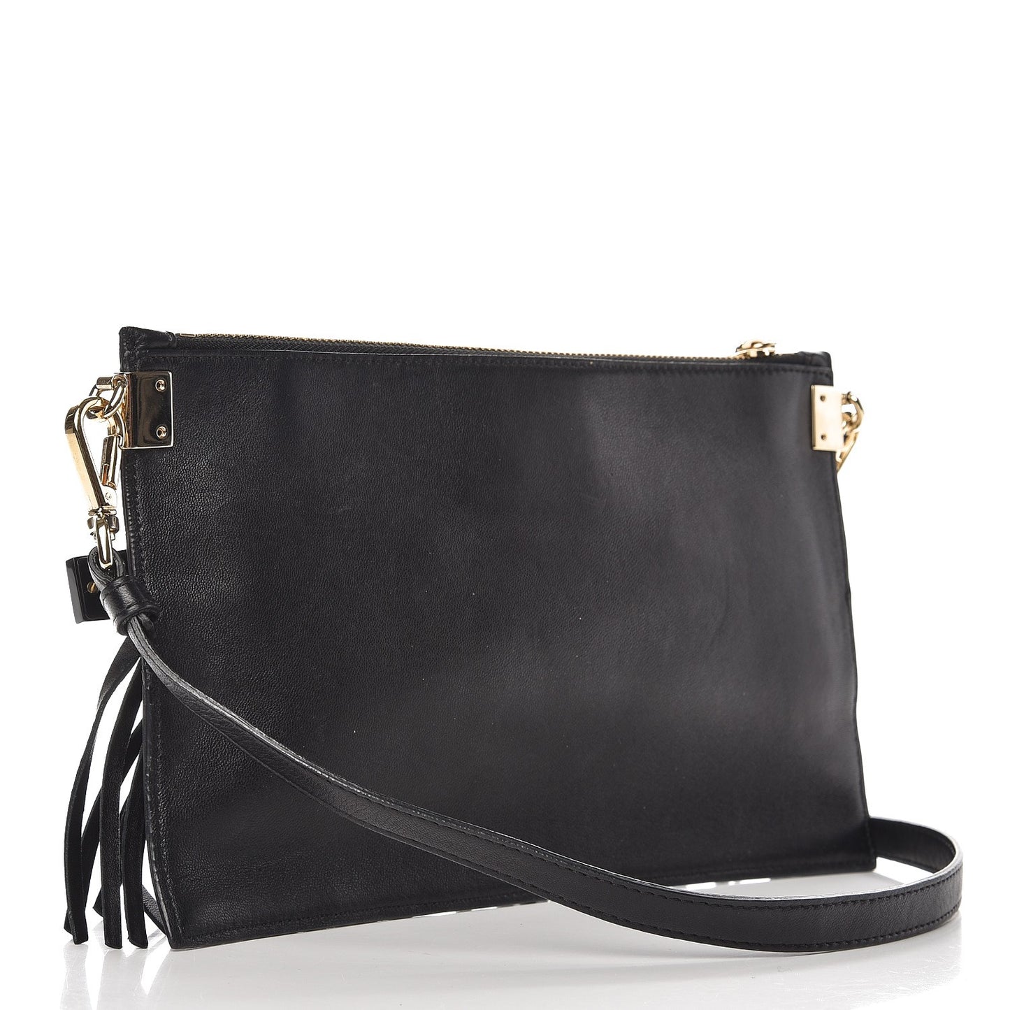 Calfskin Palazzo Fringe Crossbody Bag Black