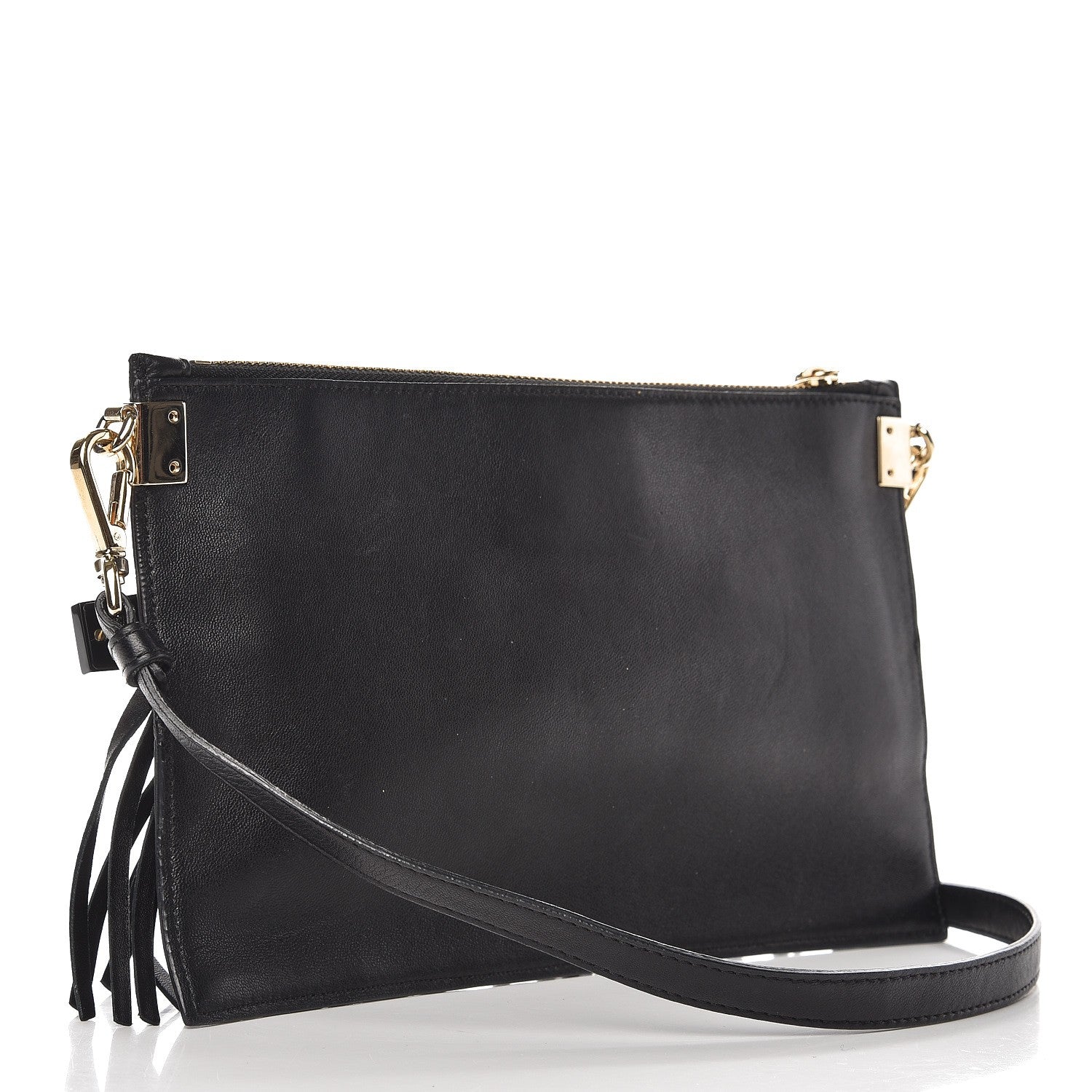 Versace Calfskin Palazzo Fringe Crossbody Bag Black 7 of 8