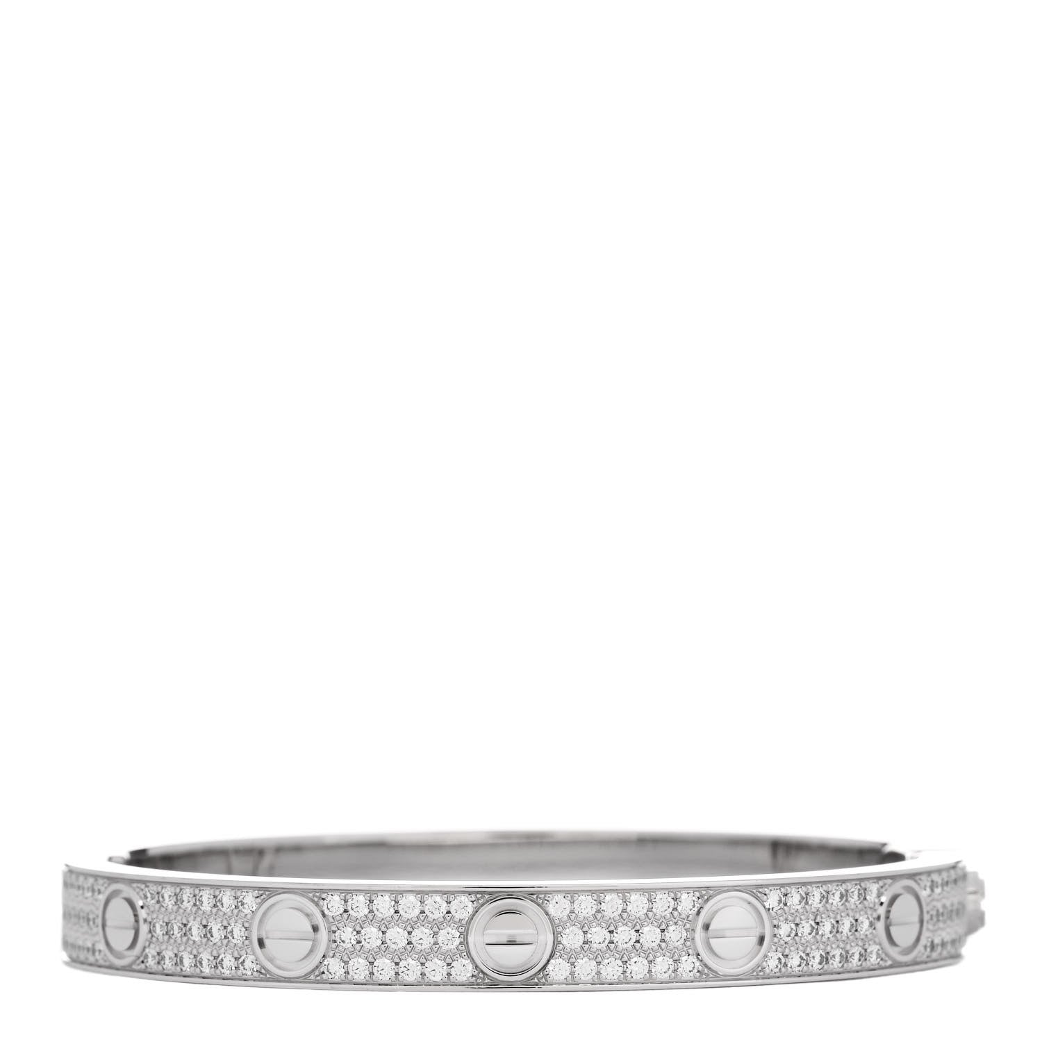 Cartier 18K White Gold Diamond LOVE Paved Bracelet 16 2 of 3