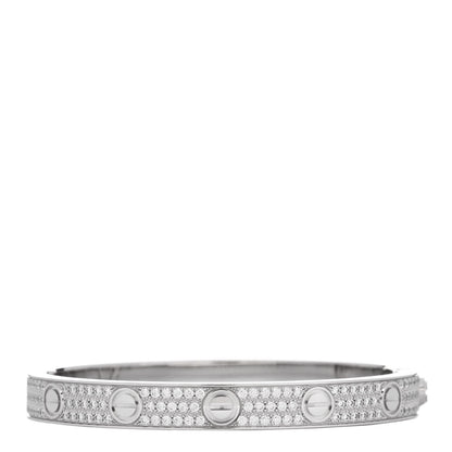 Cartier 18K White Gold Diamond LOVE Paved Bracelet 16 2 of 3