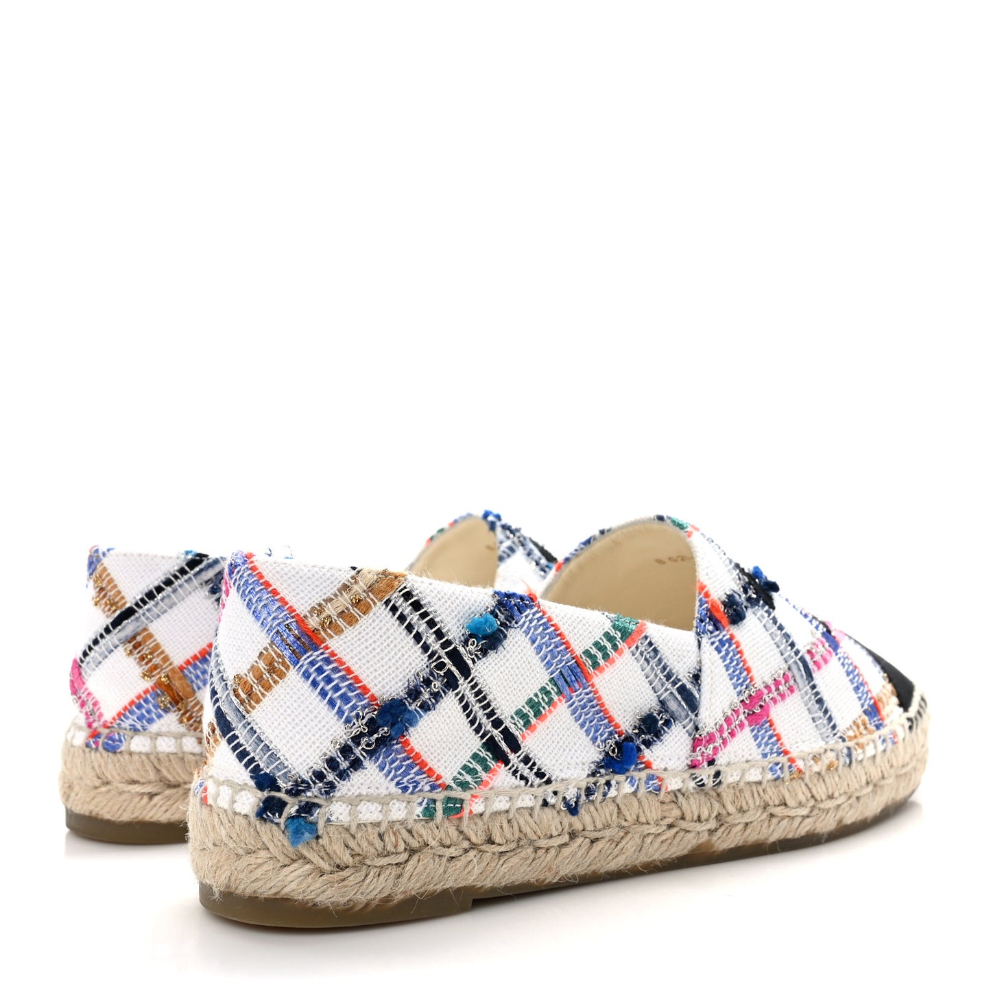 Tweed Grosgrain CC Espadrilles 40 White Blue Pink Green Black