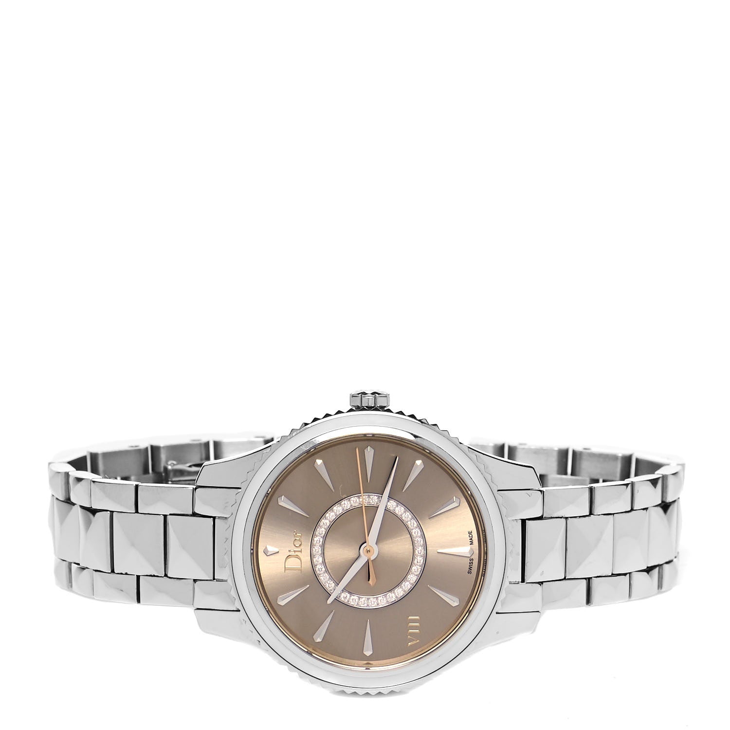 Christian Dior Stainless Steel Diamond 33mm Dior VIII Montaigne Quartz Watch Champagne 2 of 5