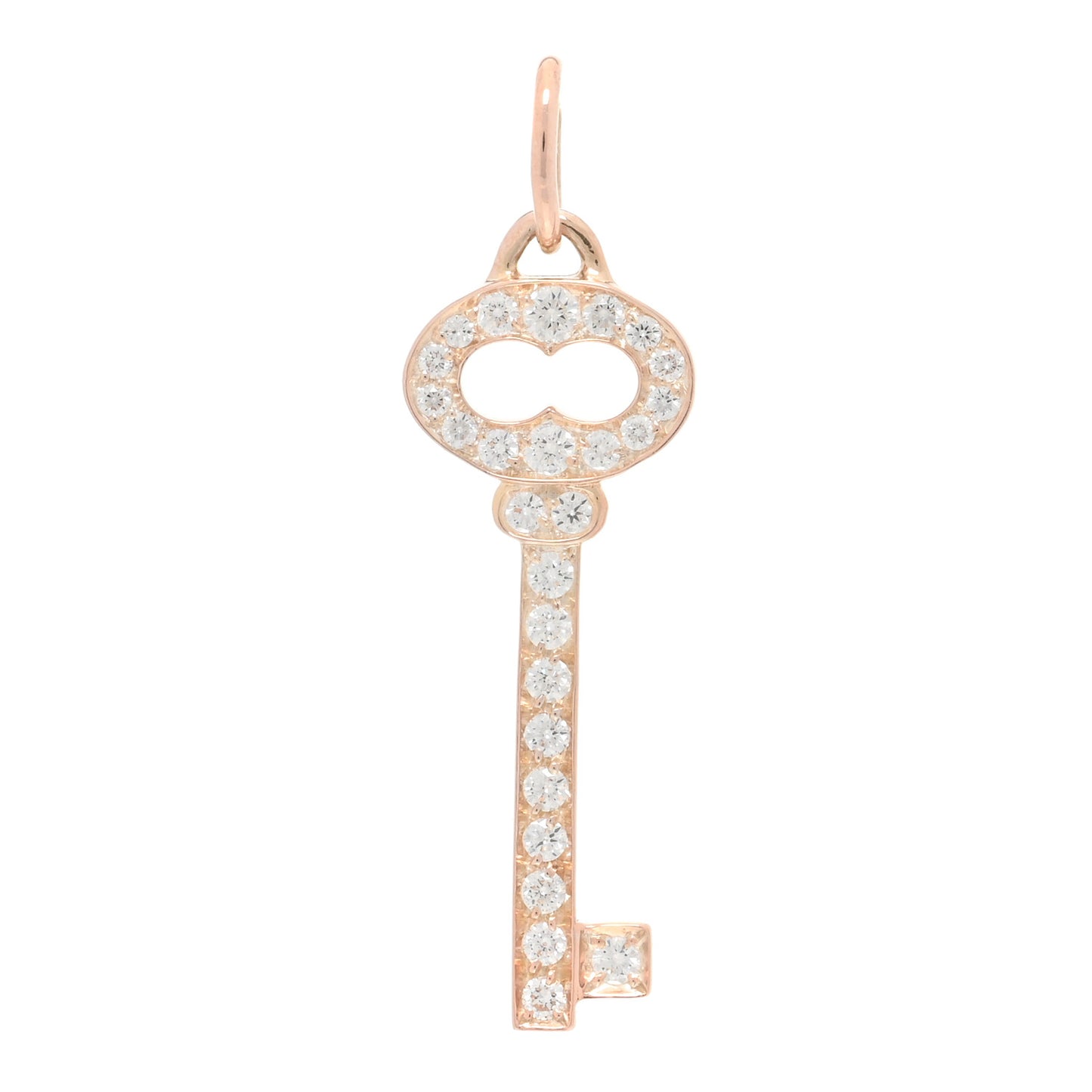 18K Rose Gold Diamond Mini Vintage Oval Key Pendant