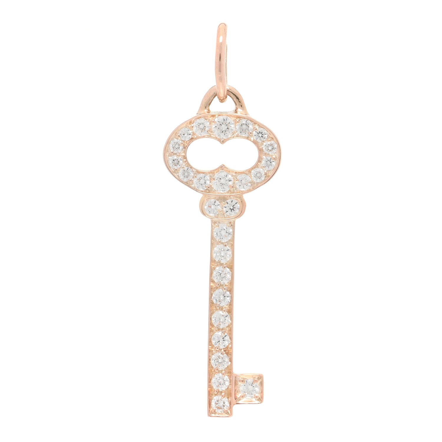 Tiffany 18K Rose Gold Diamond Mini Vintage Oval Key Pendant 1 of 3