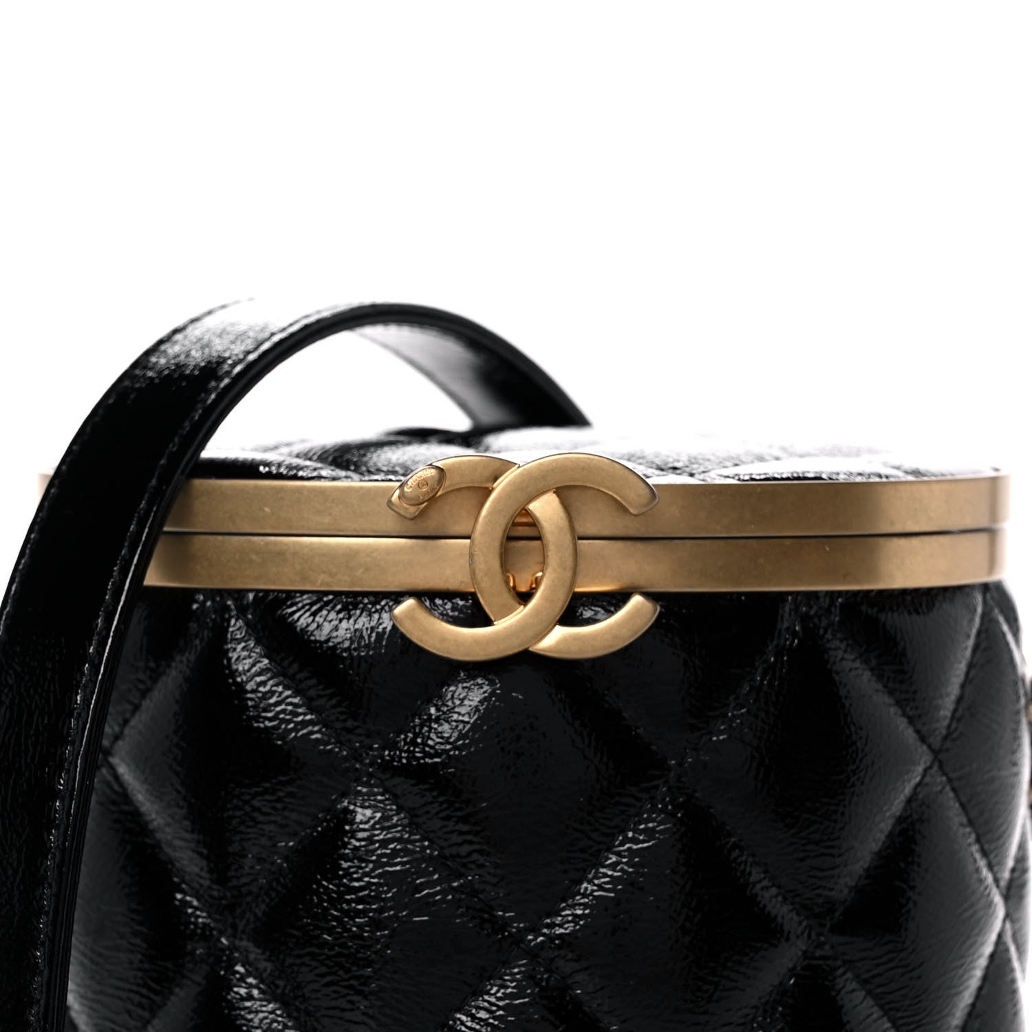 Chanel Distressed Patent Quilted Crown Box Bag Black 8 of 11