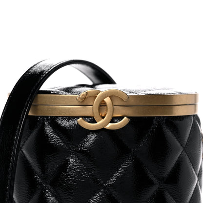 Chanel Distressed Patent Quilted Crown Box Bag Black 8 of 11