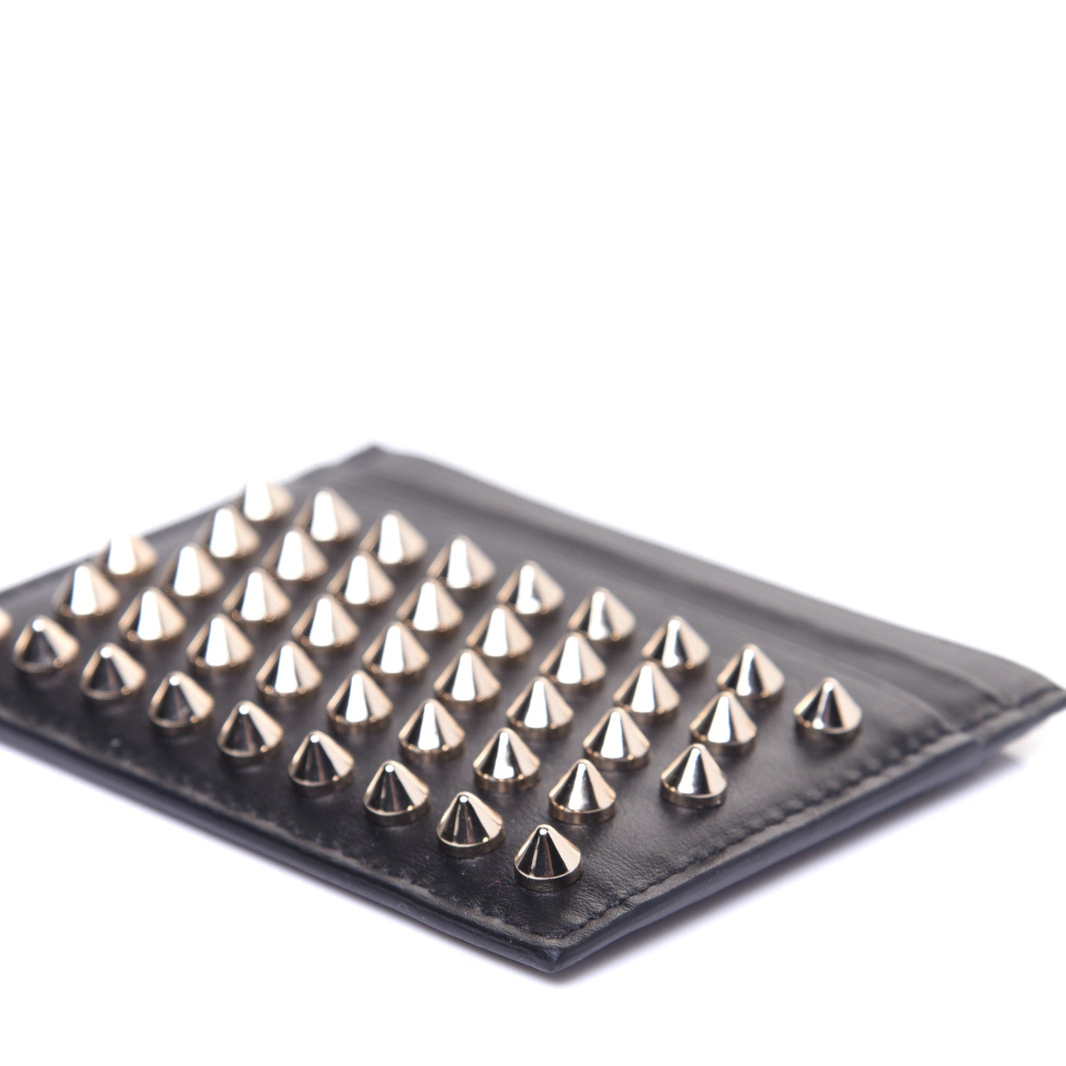 Christian Louboutin Calfskin Paris Spikes Kios Card Holder Black 6 of 8