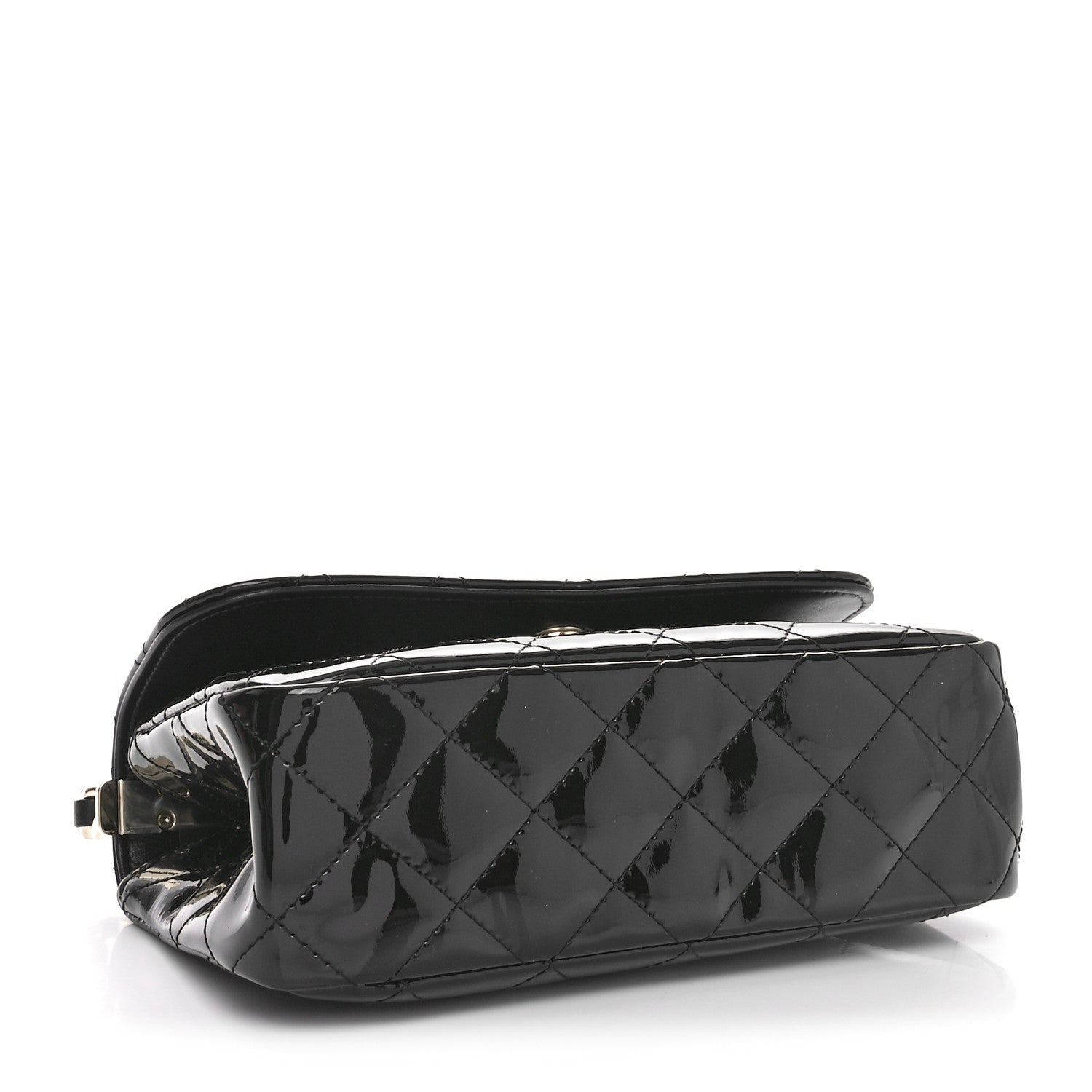 Chanel Patent Quilted Top Handle Clutch  Black 4 of 11