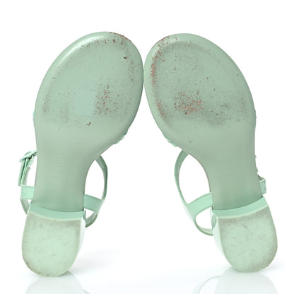 Chanel Patent CC Logo Thong Sandals 38.5 Green 7 of 13