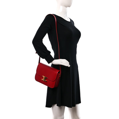 Celine Shiny Calfskin Medium Triomphe Red 2 of 11