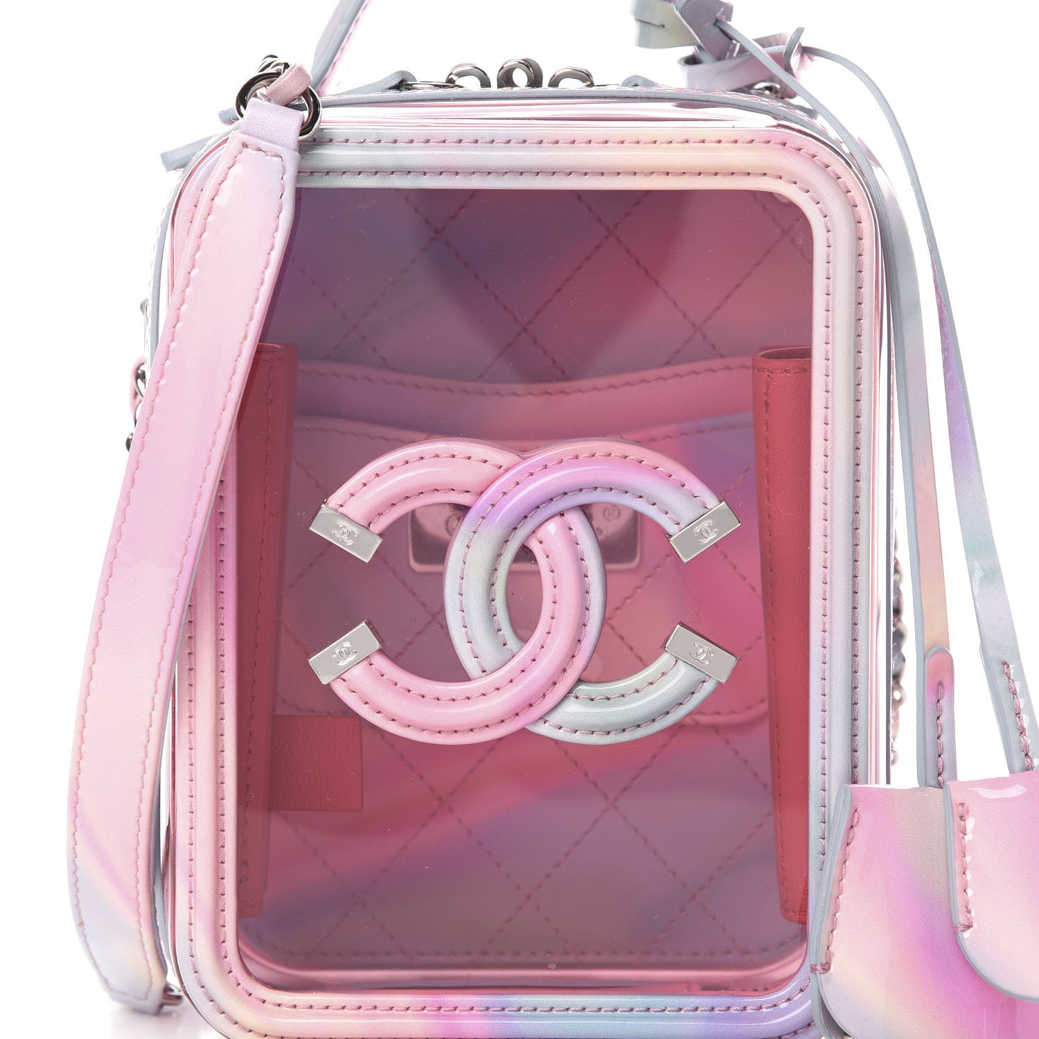 Chanel PVC Patent Calfskin Patent Lambskin Vertical Vanity Case Pink 8 of 10