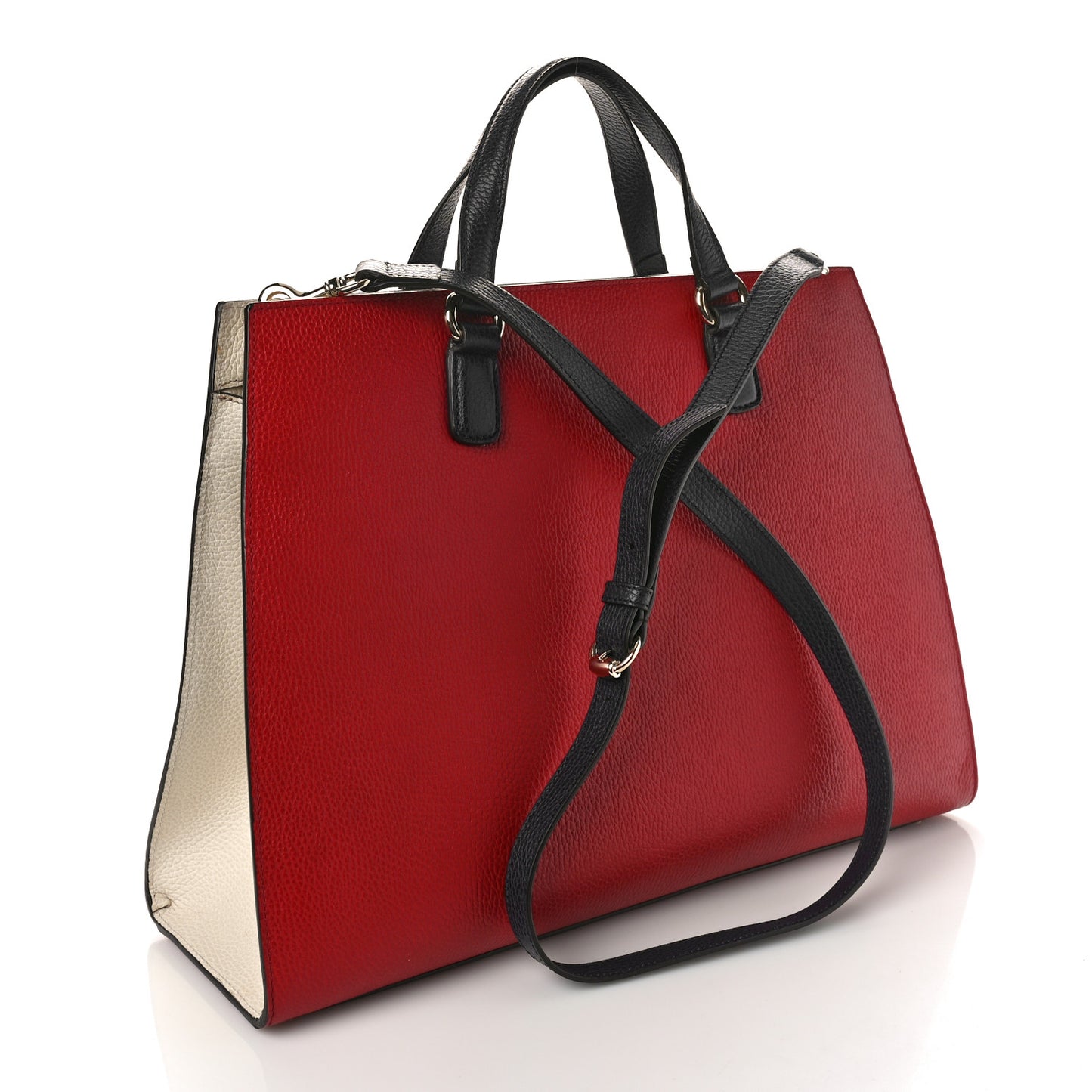 Dollar Calfskin Large Soho Top Handle Satchel Hibiscus Red Mystic White Blue