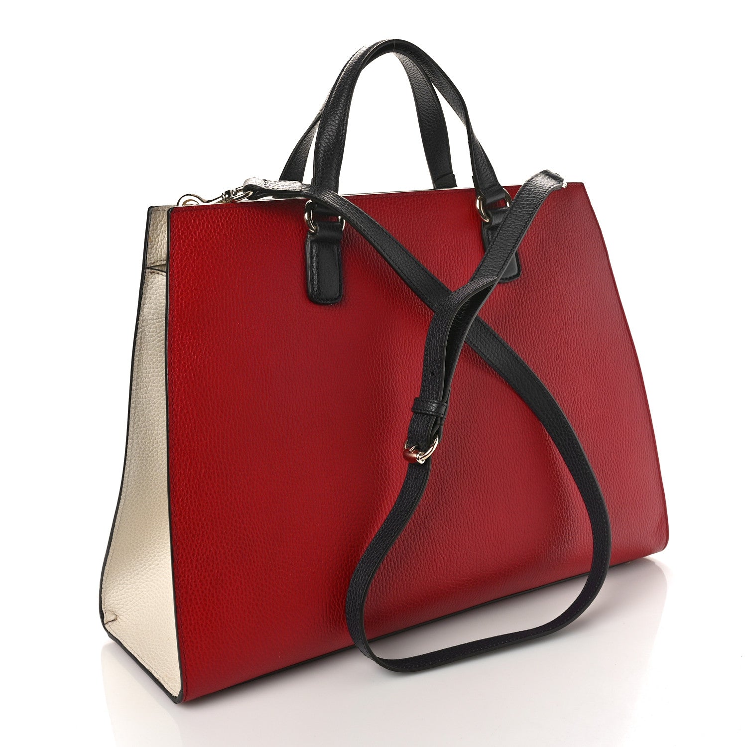 Gucci Dollar Calfskin Large Soho Top Handle Satchel Hibiscus Red Mystic White Blue 3 of 9