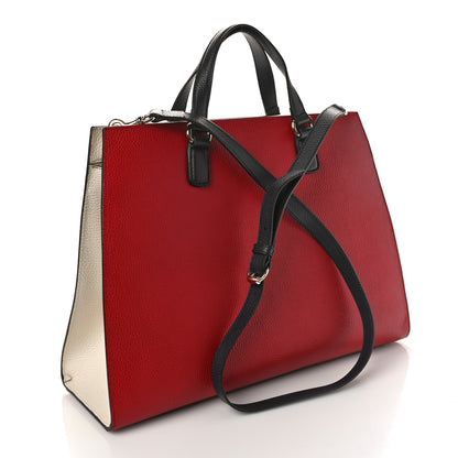 Gucci Dollar Calfskin Large Soho Top Handle Satchel Hibiscus Red Mystic White Blue 3 of 9