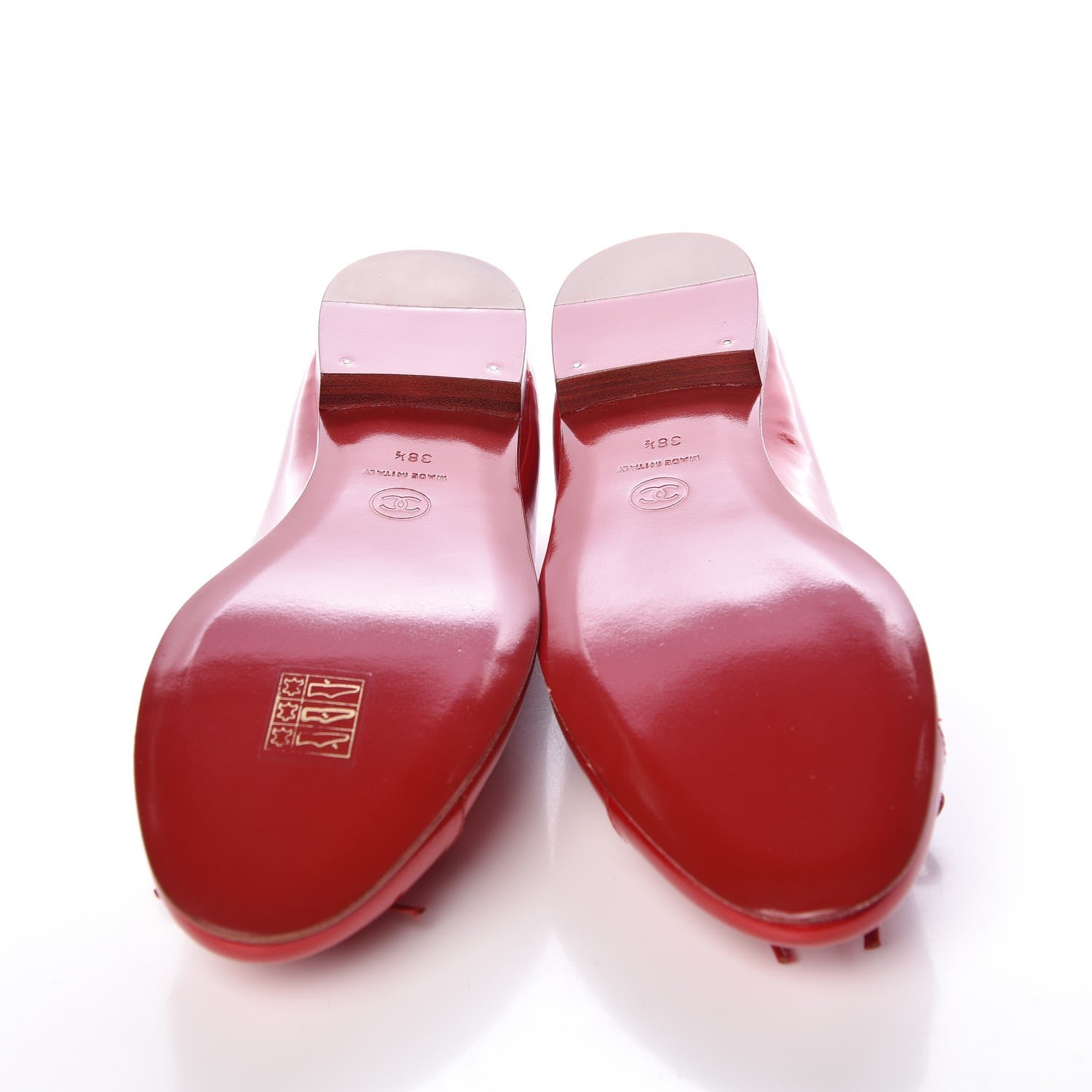Chanel Patent Calfskin CC Cap Toe Ballerina Flats 38.5 Red 5 of 9