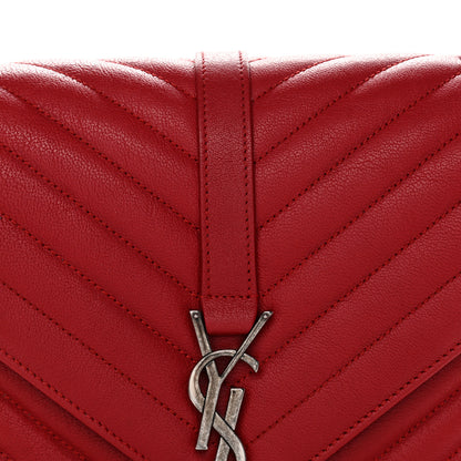 Saint Laurent Sheepskin Matelasse Chevron Monogram Medium College Bag Rouge 8 of 12