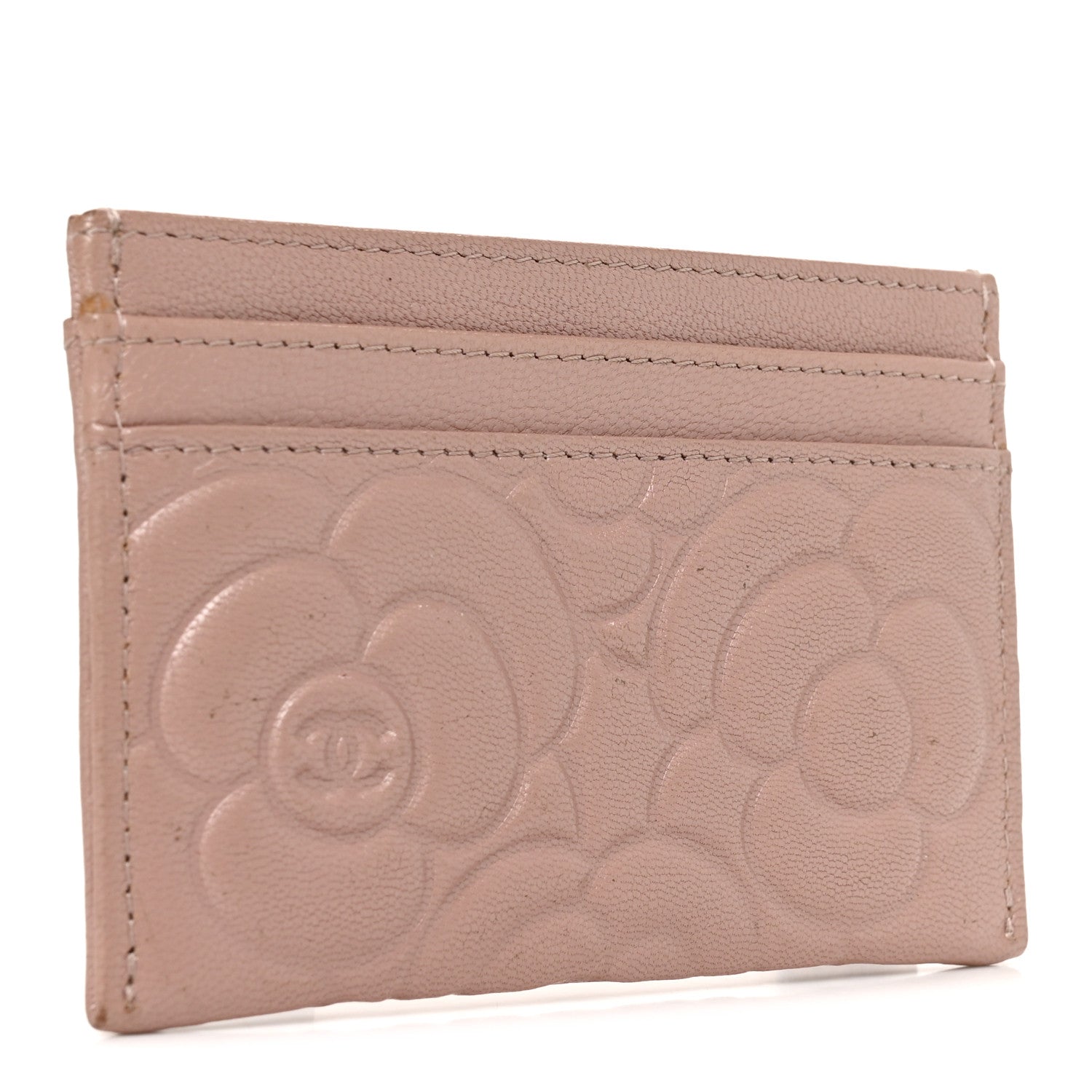 Chanel Goatskin Camellia Embossed Card Holder Light Pink 3 of 11