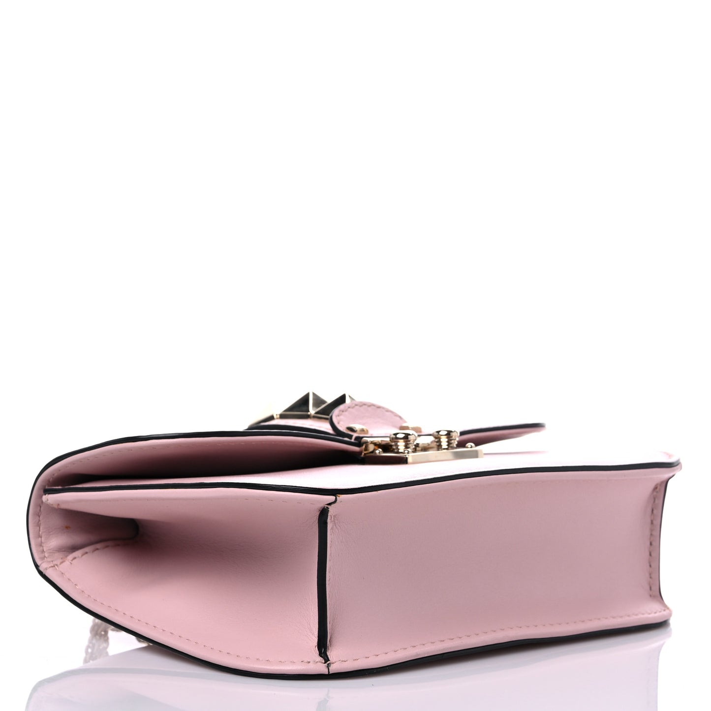 Vitello Small Glam Lock Rockstud Flap Water Rose
