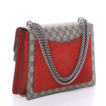 Gucci GG Supreme Monogram Suede Cudu Medium Dionysus Shoulder Bag Beige Ebony Vulcanic Red 2 of 8